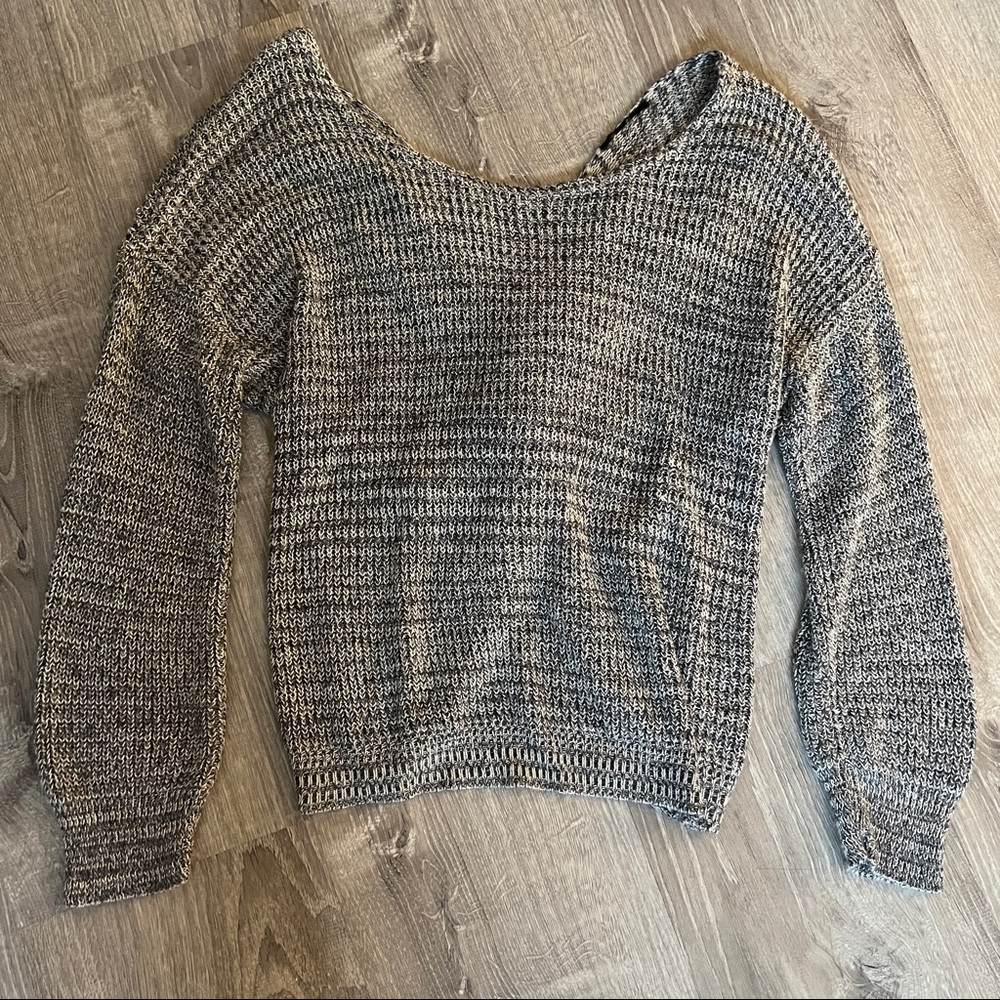 Heather Gray open back off shoulder sweater